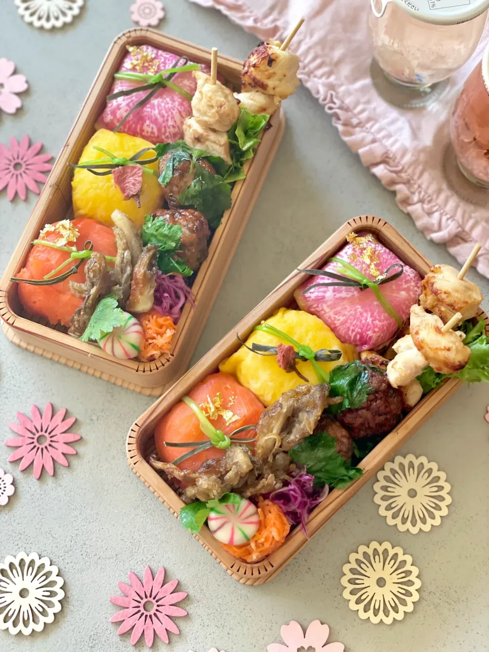 お花見弁当🌸2023🌸CUBE寿司と豚ひき肉&鶏ささみで物価高騰に負けない😆ょ👍|chiaki3（平川ちあき）さん