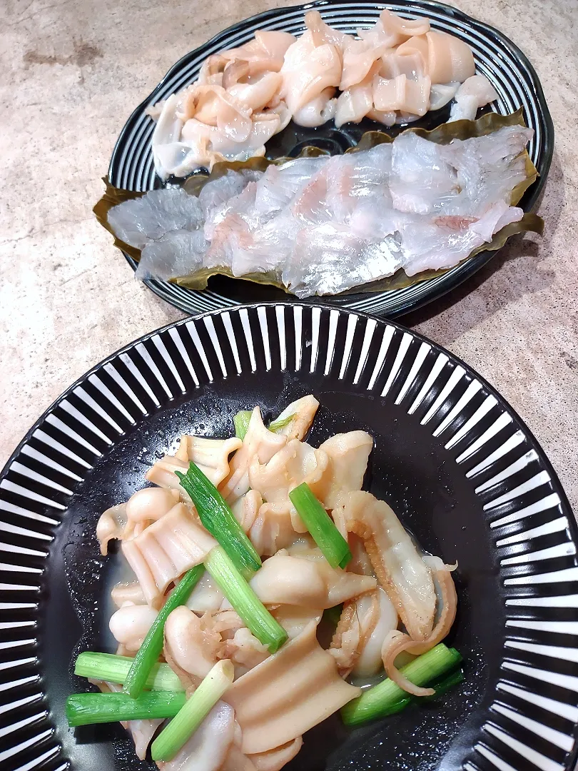 Razor clam(マテ貝)のバター醤油炒めと、お刺身＆surfperch(ウミタナゴ)の昆布締め|samiさん