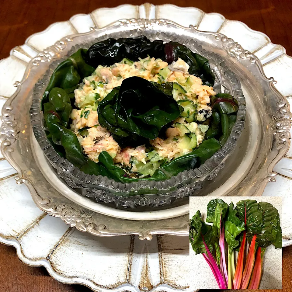 スイスチャード鮭缶胡瓜サラダ🥗|henryさん