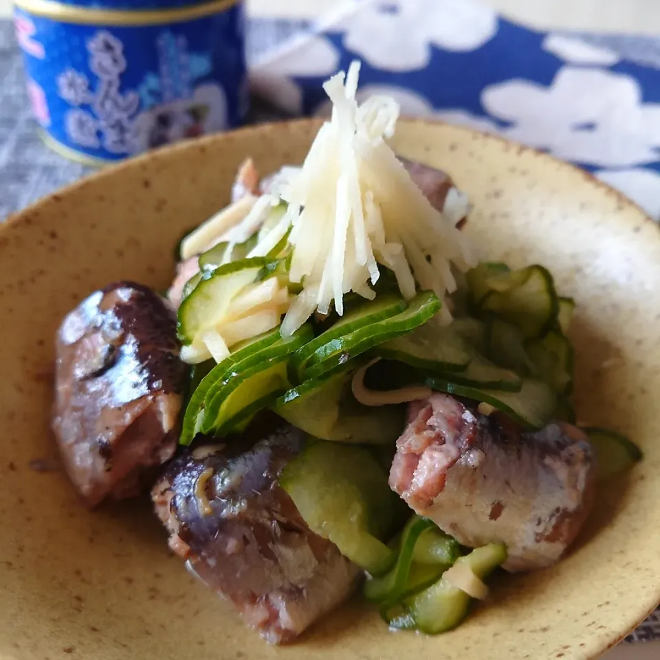 さんま水煮缶詰で酢の物|ポトスさん