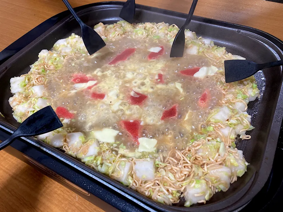 ＊春休みホットプレート祭り🌸＊たらこ餅チーズもんじゃ焼き＊|＊抹茶＊さん