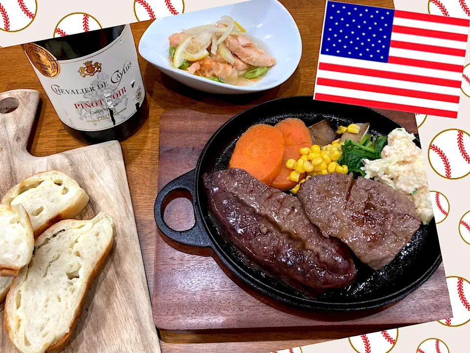 WBC アメリカ撃破祈願🇺🇸 晩ご飯|sakuramochiさん