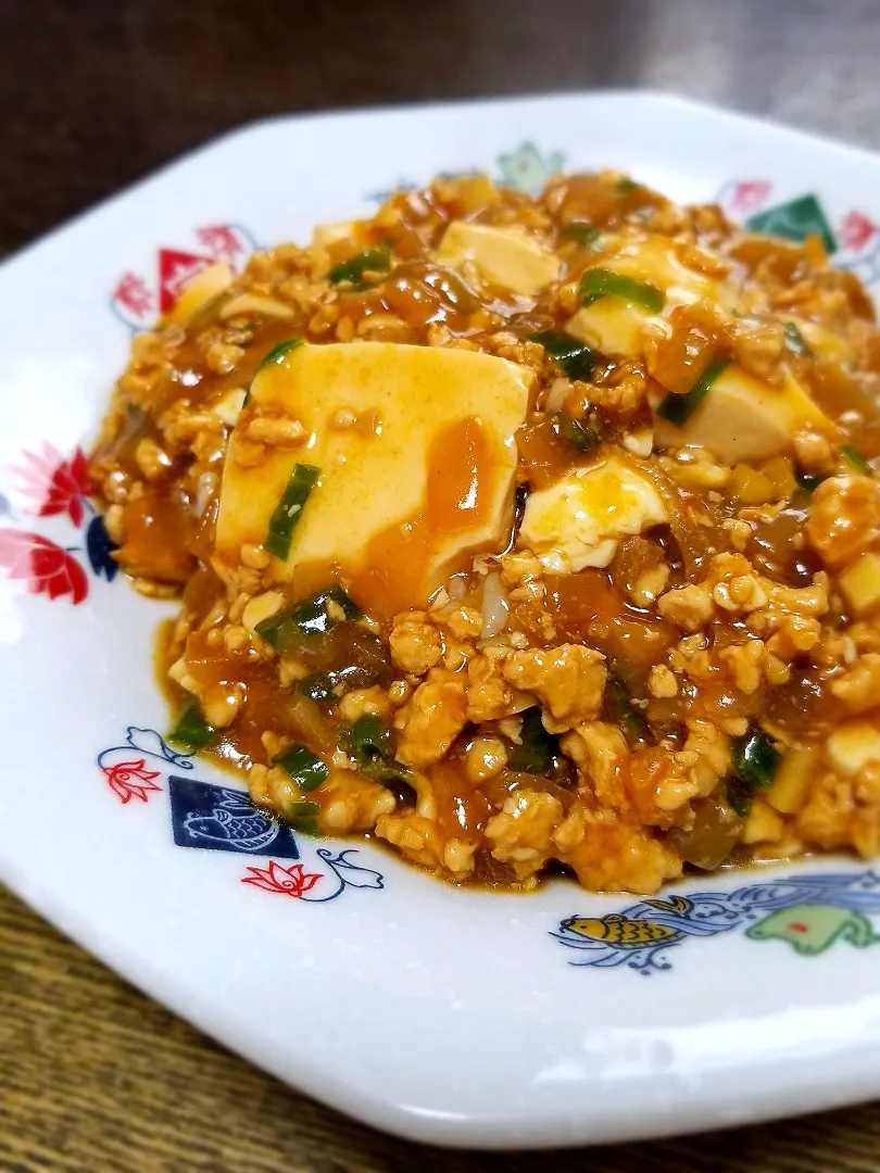 鶏ひき肉deヘルシー麻婆豆腐丼|ぱんだのままんさん