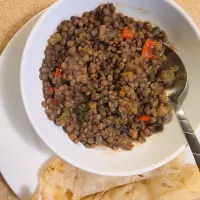 Snapdishの料理写真:Lentils w/ spinach, and Chinese pancakes|Manzini Hawaさん