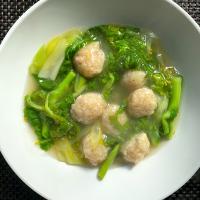 菜の花と鶏団子のガラ出汁あん