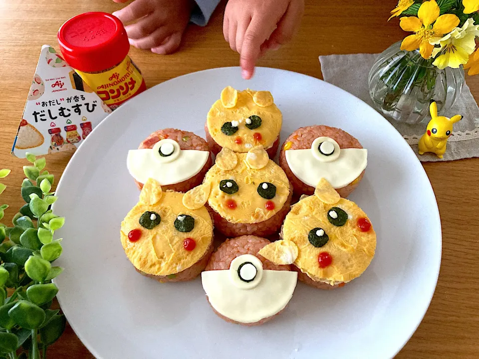 ＊春休み🌸子どもたちと作る簡単キャラオムライスのだしむすび🍙✨＊|＊抹茶＊さん