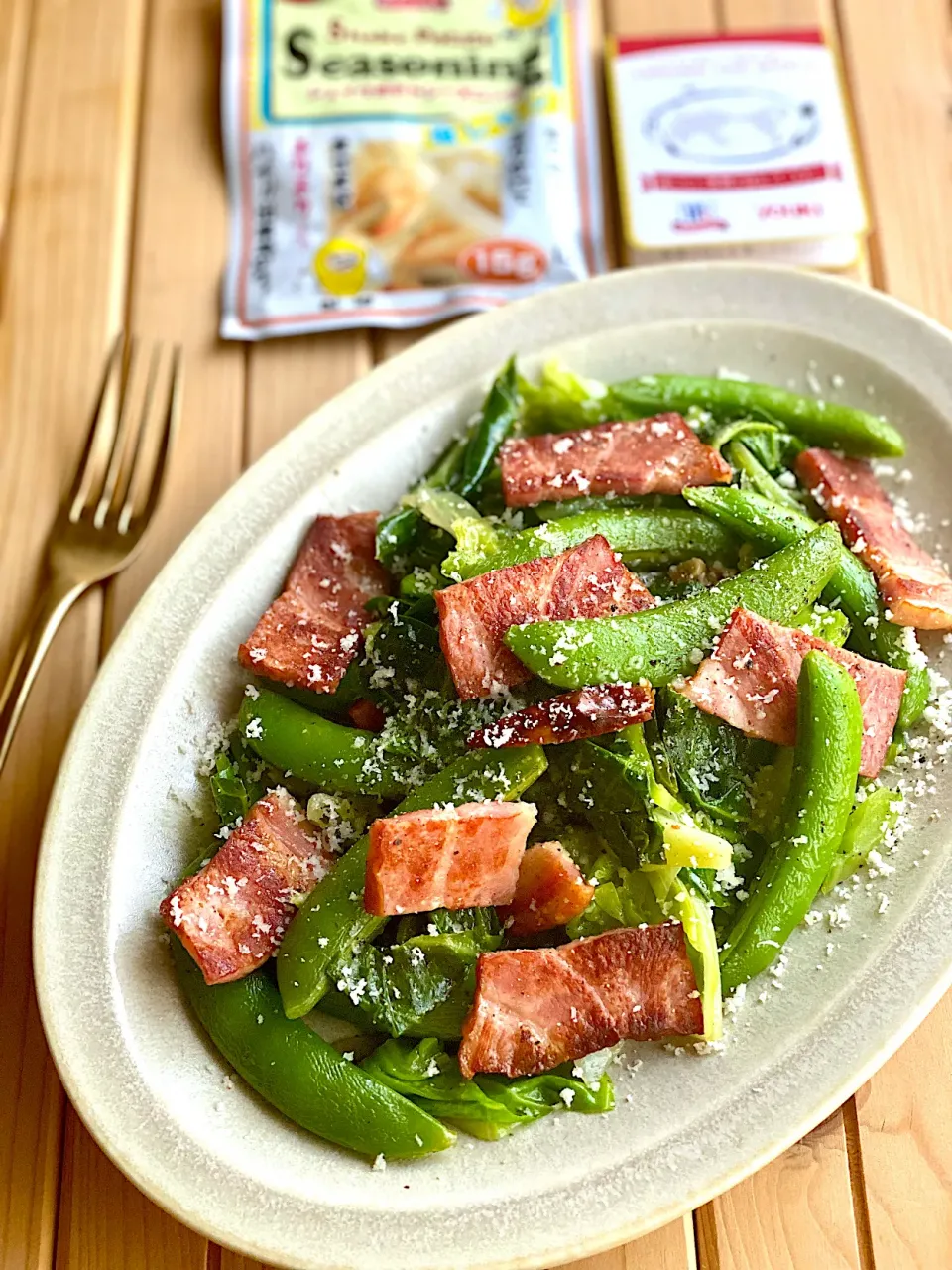 🌶️🥬🧄スナップえんどうとキャベツのペペロンチーノ|ゆきぽん@ゆきの家飲み料理さん