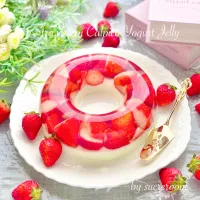 苺🍓のカルピスヨーグルトゼリーです(∩ˊᵕˋ∩) .ﾟ♡