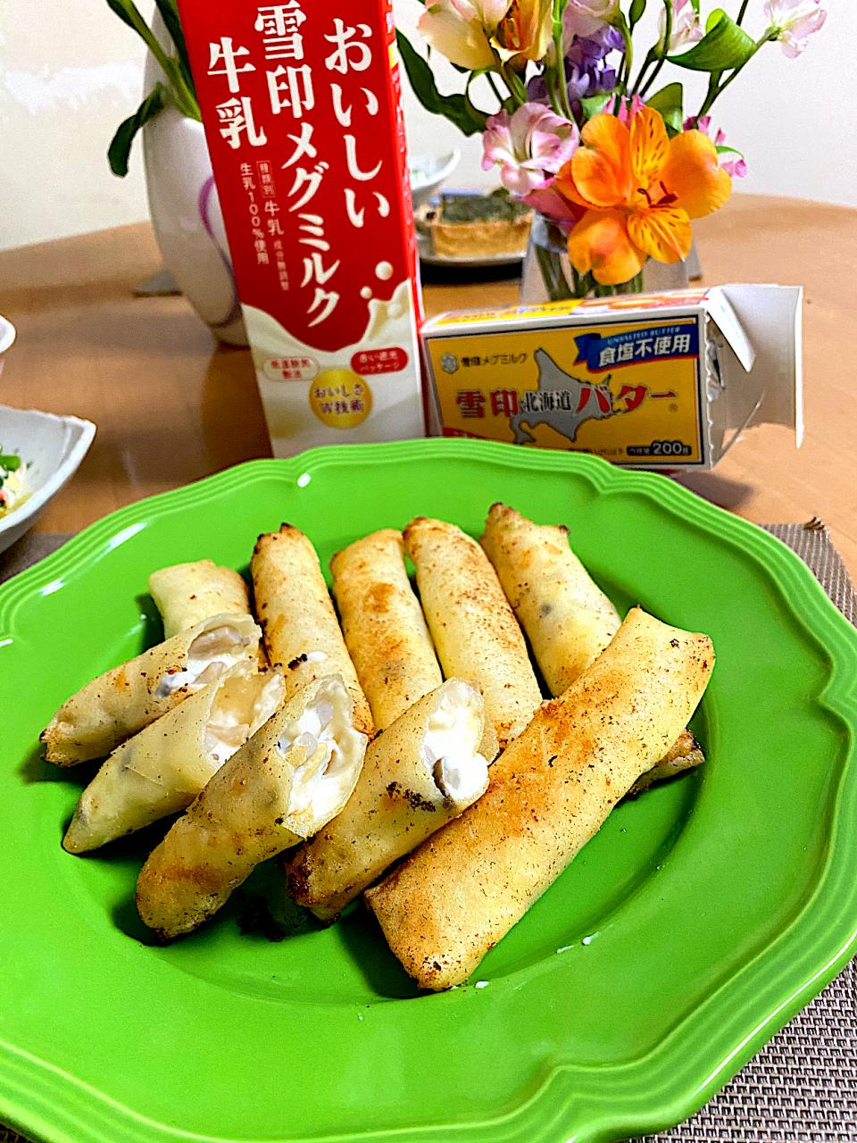 あさりとしめじのクリーム春巻き
