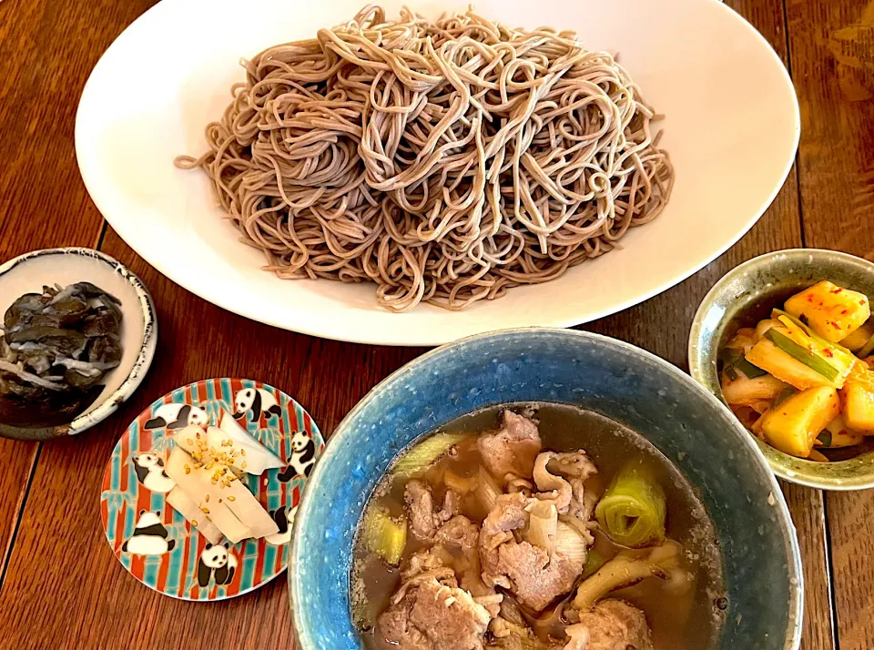 晩ごはん♯ネギ豚つけ麺♯自家製キムチ|小松菜さん