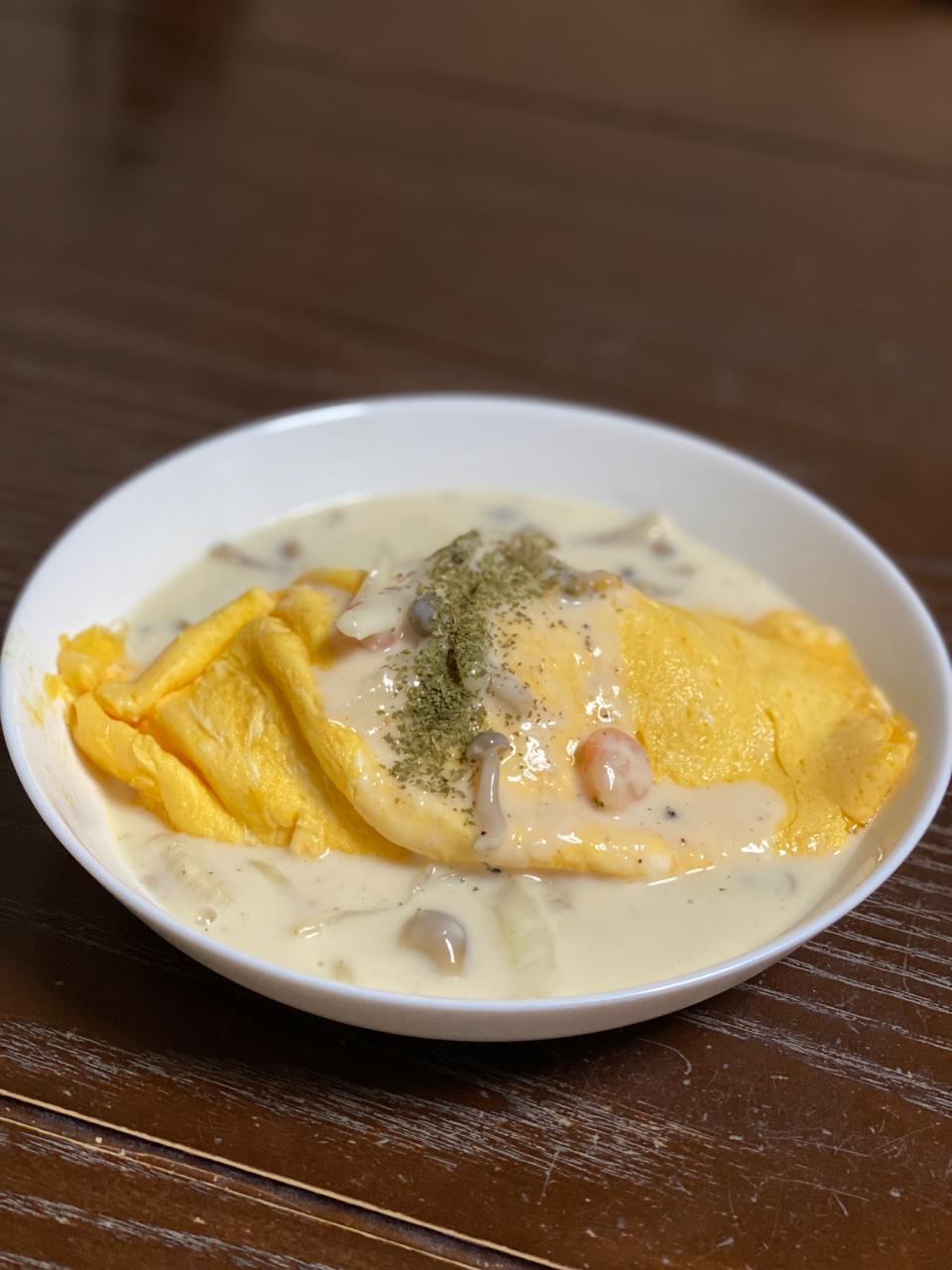 オムライス〜ホワイトソース