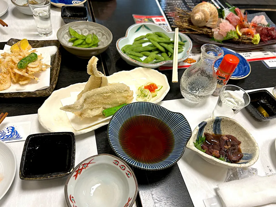 富山出張で、ゲンゲ、白エビ、ぶり大根、刺身盛、ホタルイカ😋🍻|すかラインさん