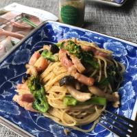 【青切り塩たんかん】de菜の花とベーコンのクリームパスタ