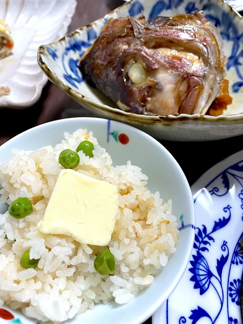 グリーンピースご飯と鯛のカブト煮|みえさん