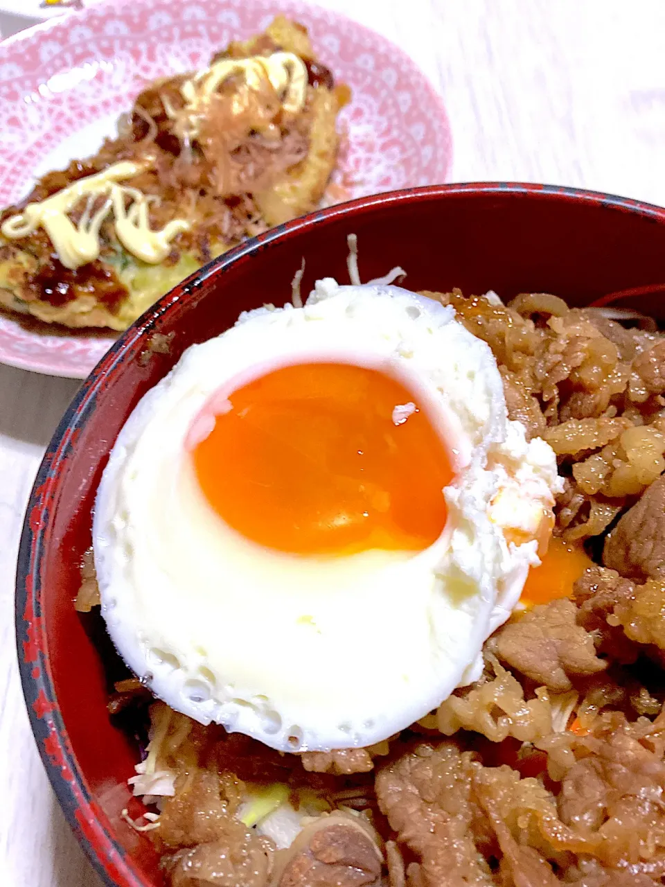 春キャベツしき温玉のせ牛丼、ネギ焼き|Ayaさん