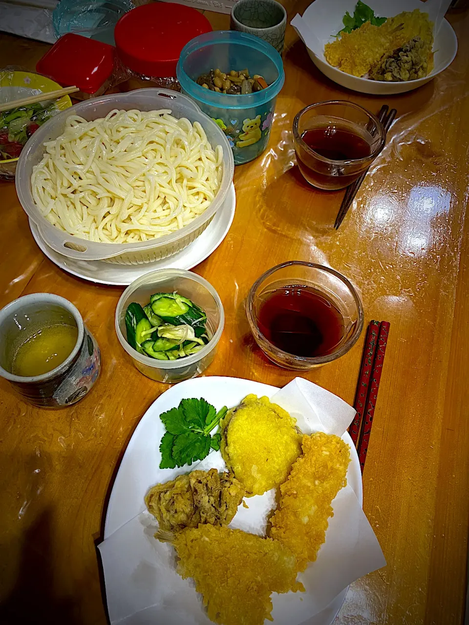 きす　イカ　舞茸　薩摩芋の天ぷら　水沢うどん　お茶|ch＊K*∀o(^^*)♪さん