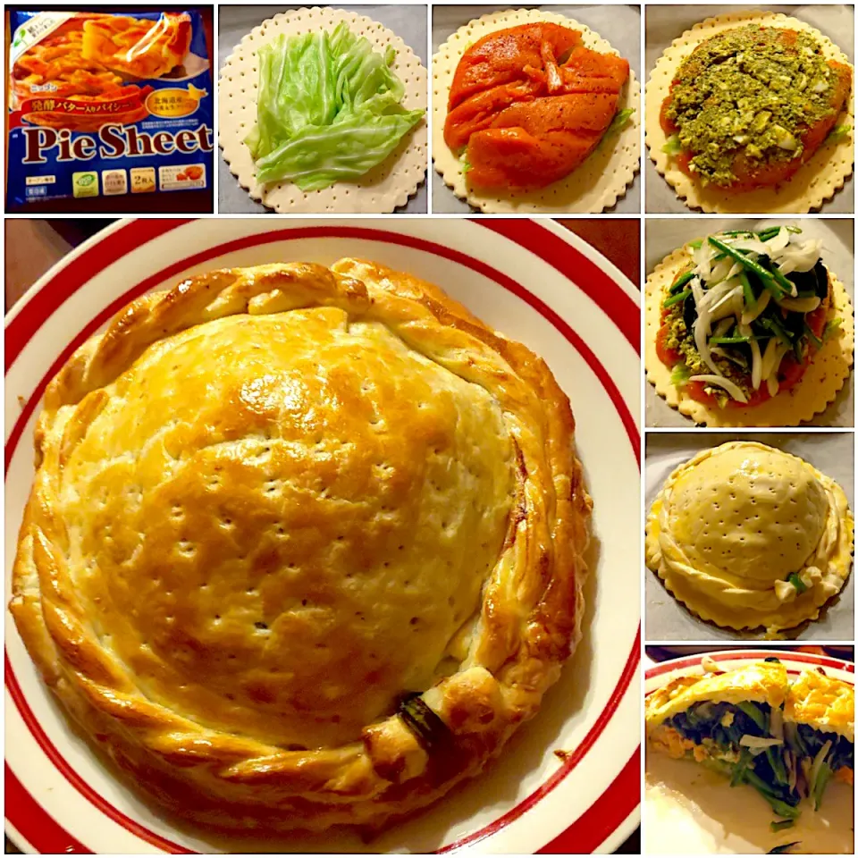 Кулебяка🐟ｸﾚﾋﾞｬｰｶ Russian style salmon&Vegetables julienne pie🐟ﾛｼｱ風ｻｰﾓﾝのﾊﾟｲ包み|🌈Ami🍻さん