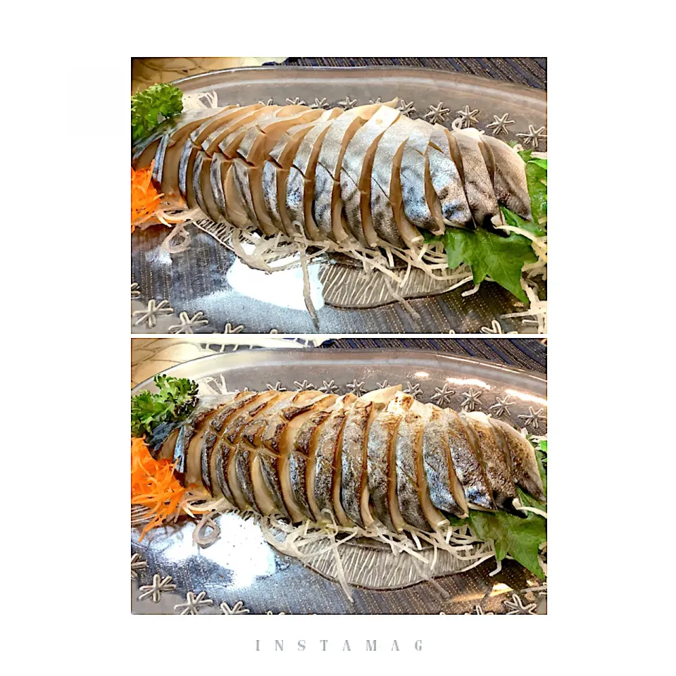 シメサバ🐟(炙りバージョンと比べて見た)😋|アライさんさん