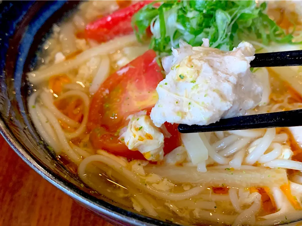 トマトの柚子酢サンラー温めん|半田手延べそうめんの店 阿波や壱兆さん