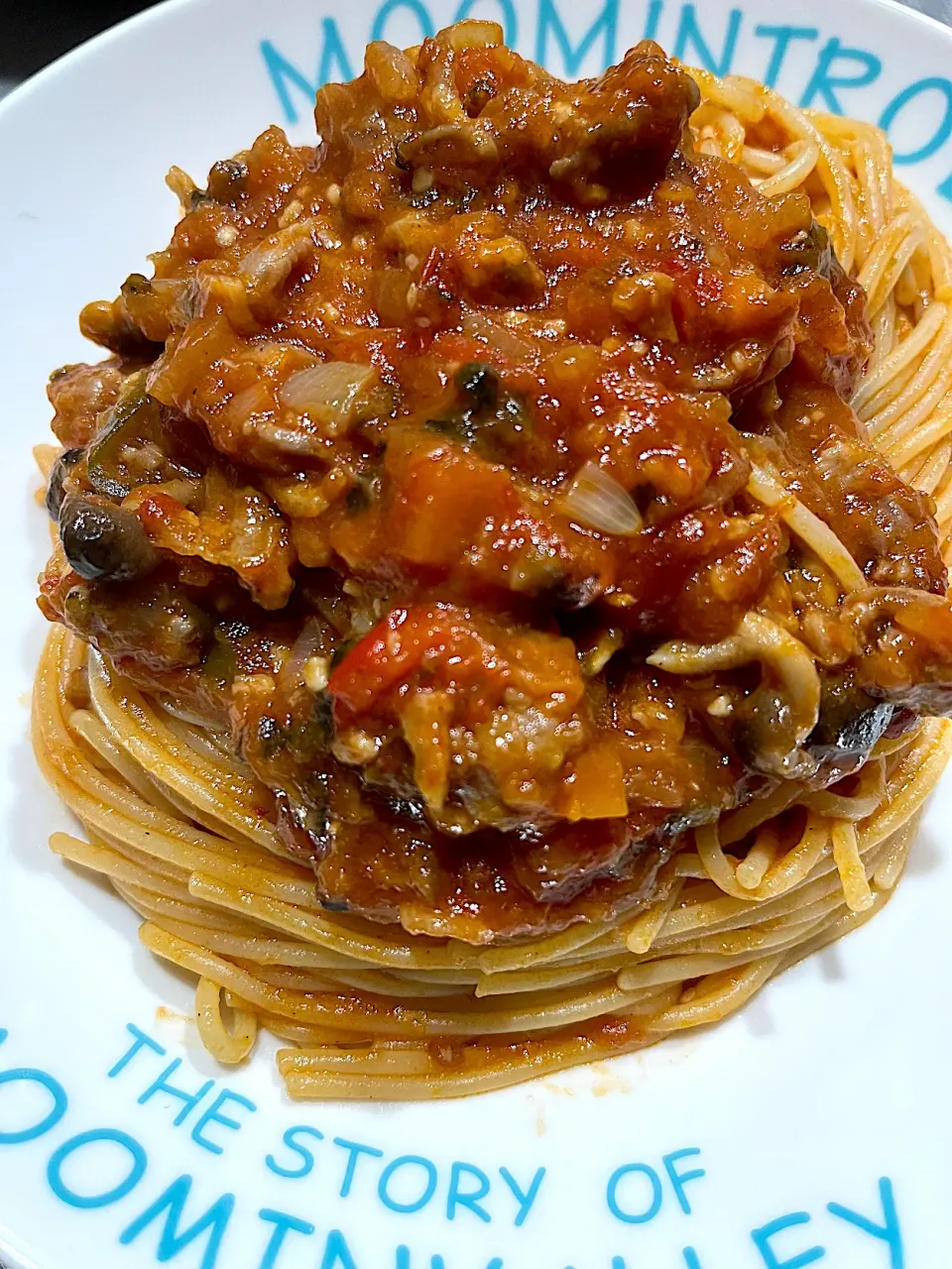 去年の夏野菜のラタタトゥイュでナポリタン風パスタな晩御飯|ちーさん