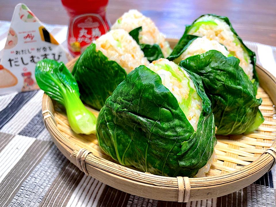 青梗菜と鮭のだしむすび