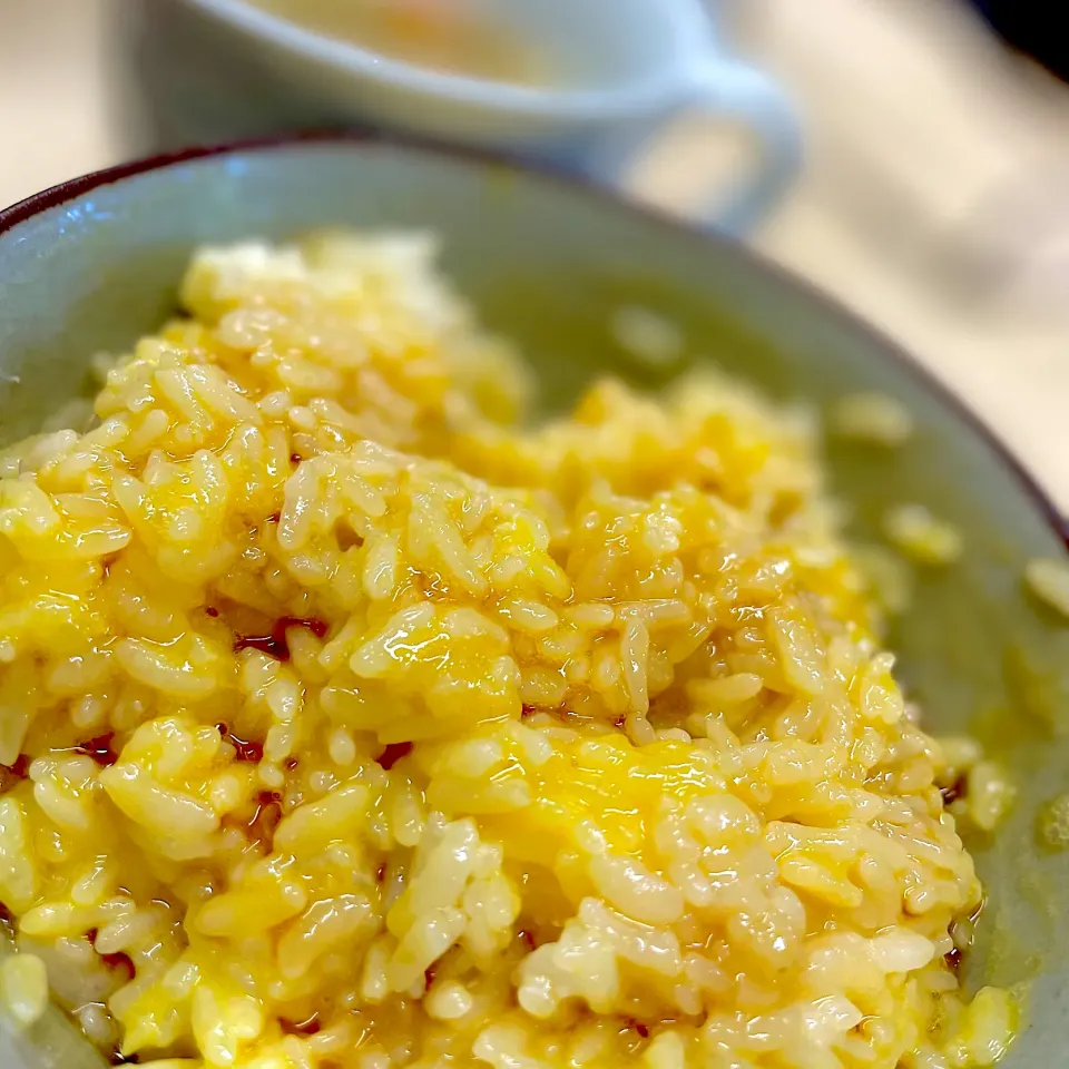 自由な鶏さんの命の恵み🙏　今日は牡蠣醤油で究極のTKG🍚フリーズドライのお味噌汁と一緒にお昼ご飯頂きました😃|美味飯さん