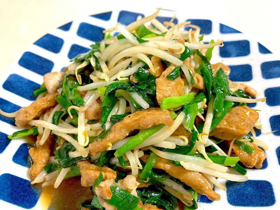 大豆のお肉と豚肉でニラもやし炒め|pepiさん