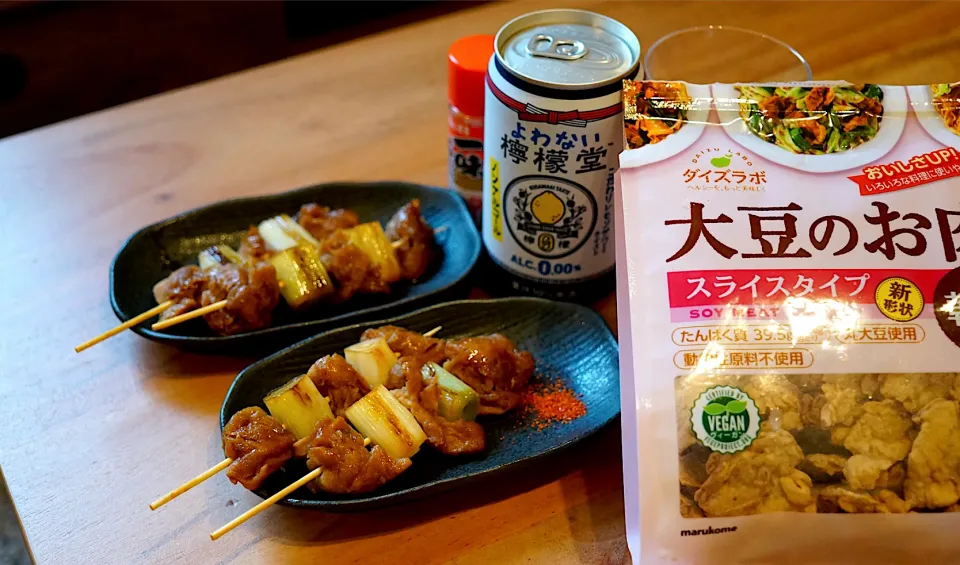 乾燥大豆ミートで焼き鳥風のおつまみ〜♪|おまつさん