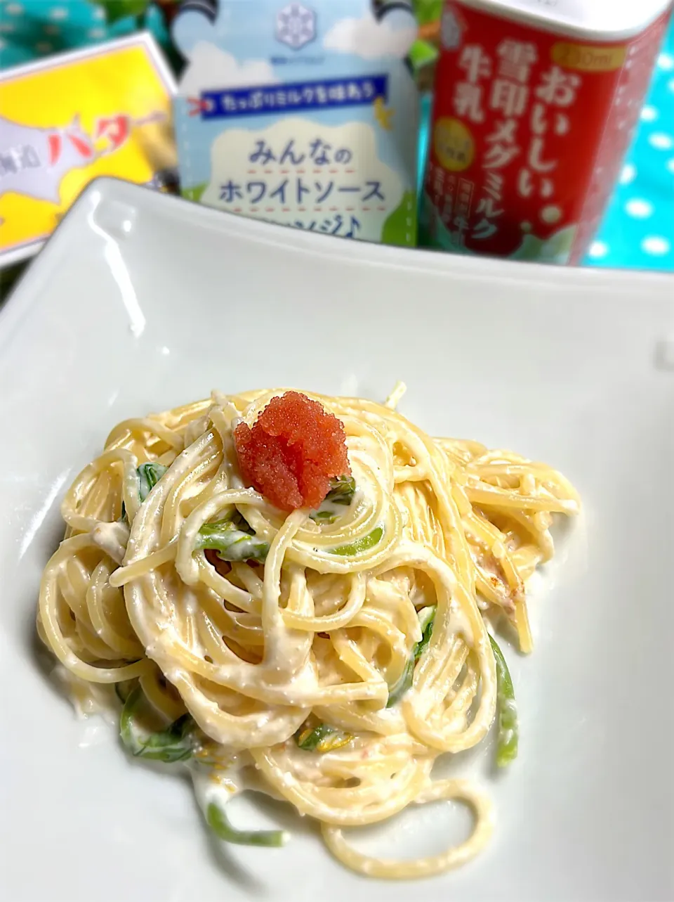 菜の花と明太子のクリームパスタ|まめすけ⭐︎さん