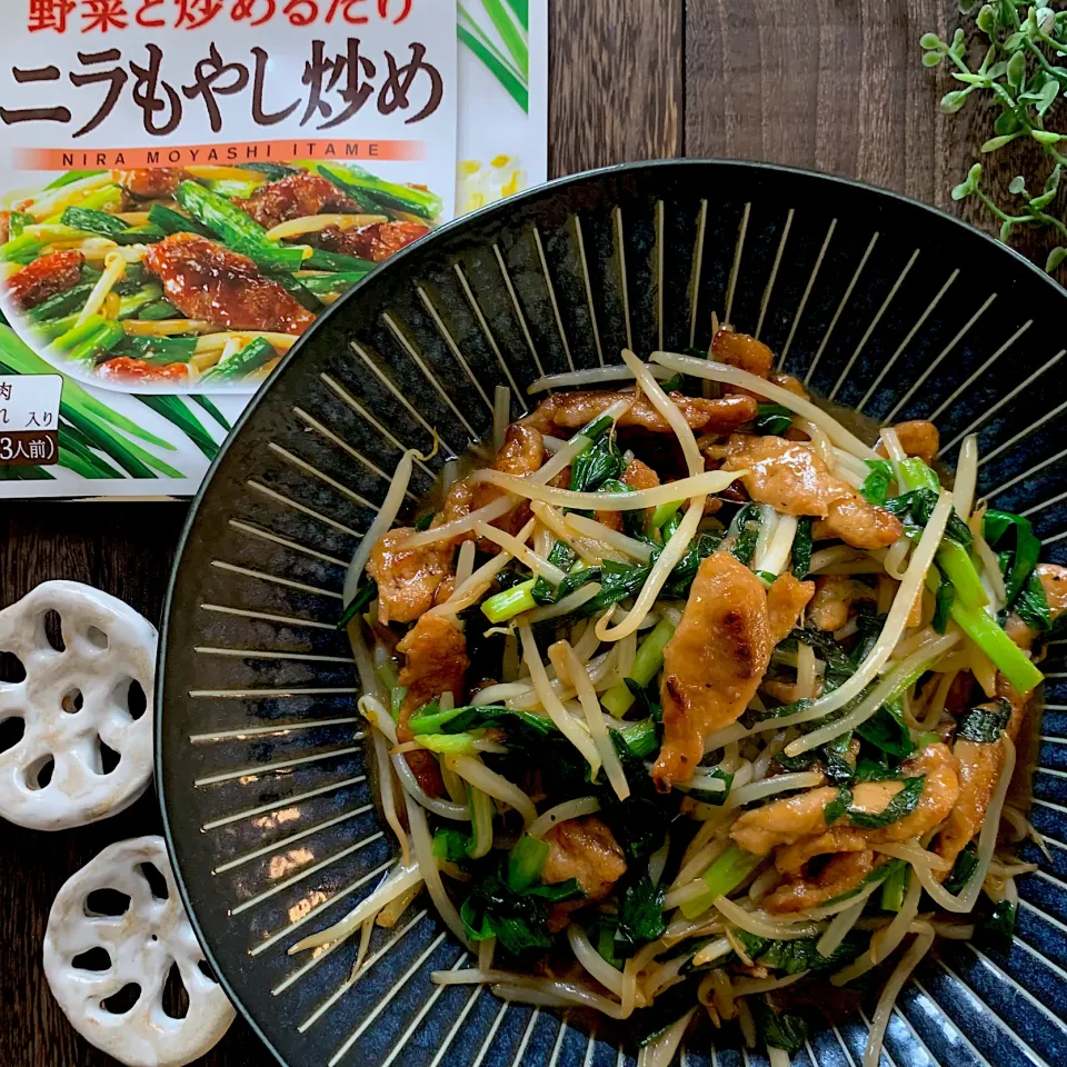 ニラもやし炒め【肉の日に大豆ミート】|なだちいさん