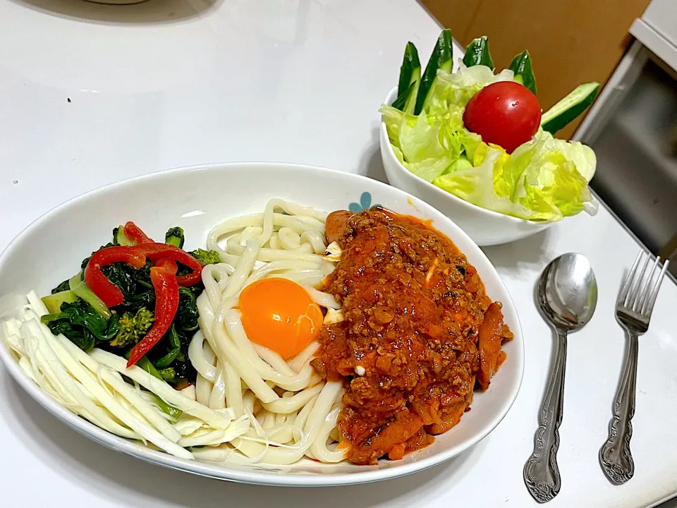 ミートソースうどん🍝|マニラ男さん