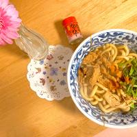 大豆ミートスライス乾燥タイプを使って〜鶏すき焼きうどん風😻