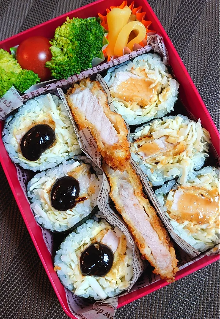 トンカツ海苔巻き弁当🍱|ポチさん