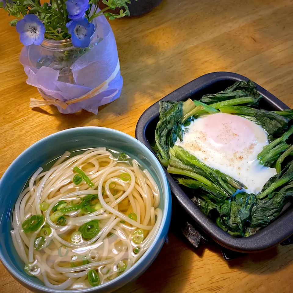 五島うどんと玉子とほうれん草のココット|もえさん