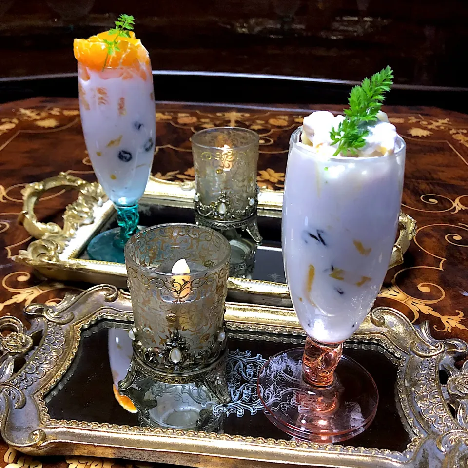 henryさんの料理 麹甘酒ギリシャヨーグルトドリンク💐蒲郡デコポン🍊ブルーベリー🫐バナナ🍌レーズン🍇ドライマンゴー🥭|henryさん