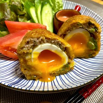 玉子とろ〜り　春キャベツと菜の花入りスコッチエッグ