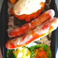 旦那弁当　2023/4/1

白身魚のフライ
ウインナー天
切り干し大根の煮物
ポテトサラダ&ブロッコリーマヨ