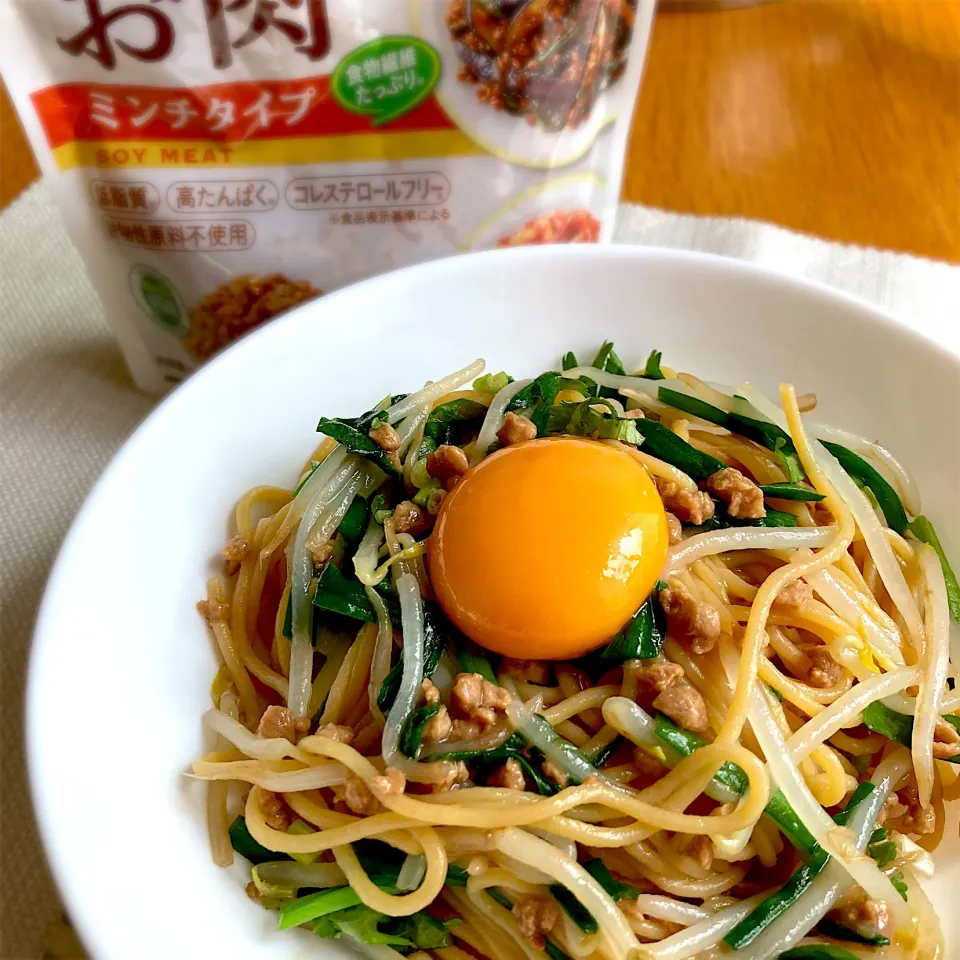 大豆のお肉で混ぜ麺|むぎこさん