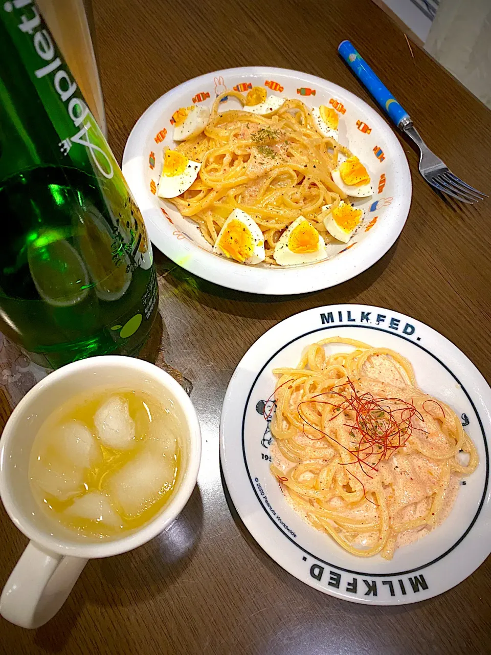 明太子パスタ　アップルタイザー|ch＊K*∀o(^^*)♪さん