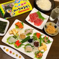 日本橋アンテナショップ巡りで富山館の昆布締めとここ滋賀の近江牛生ハムで手巻き寿司