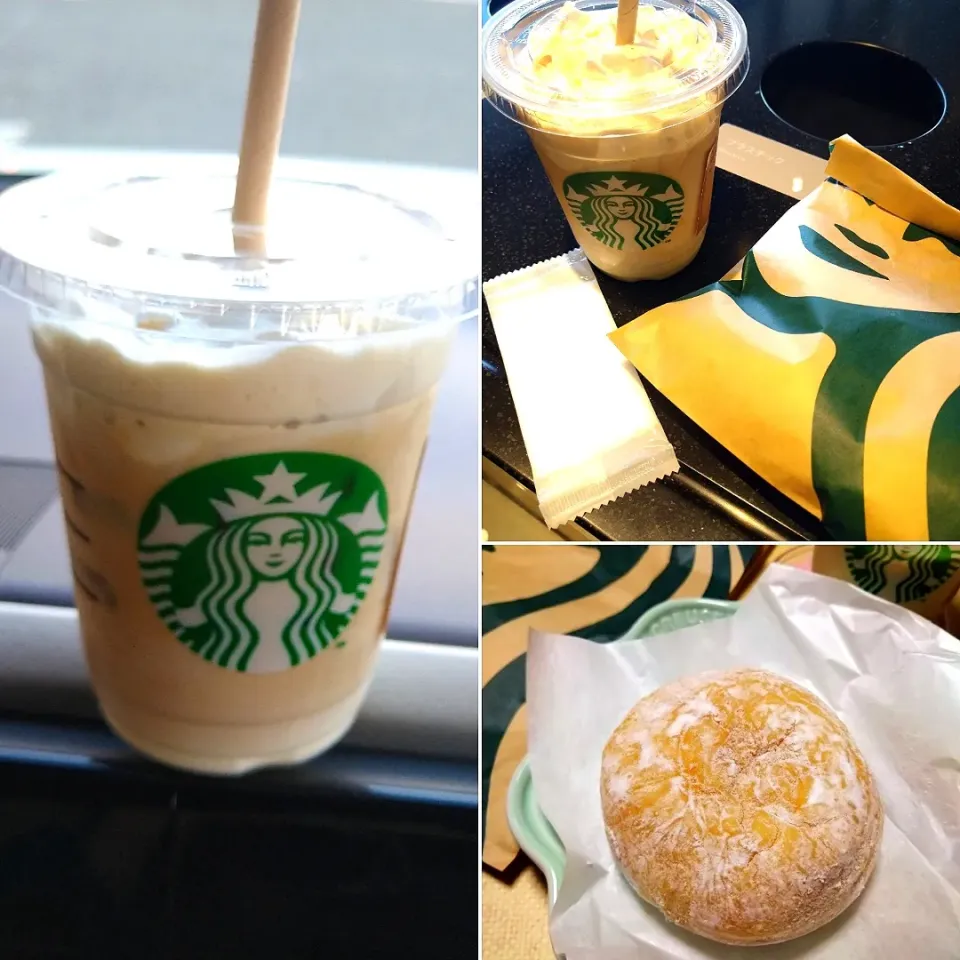 スタバのミルクコーヒーとマラサダ|うたかた。さん