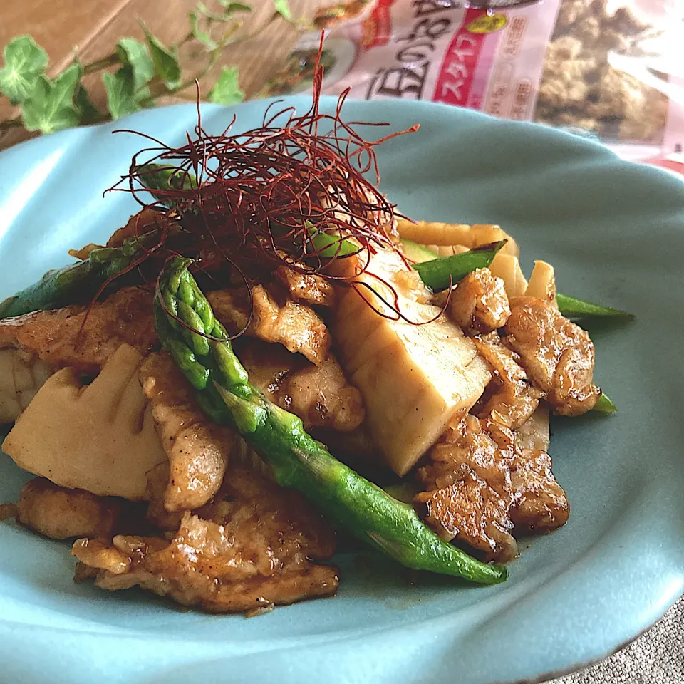 Snapdishの料理写真:大豆のお肉と筍のオイスター炒め|みずほさん