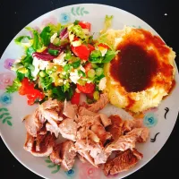 Roast Turkey with mash potatoes and salad.|Aldin Alicさん