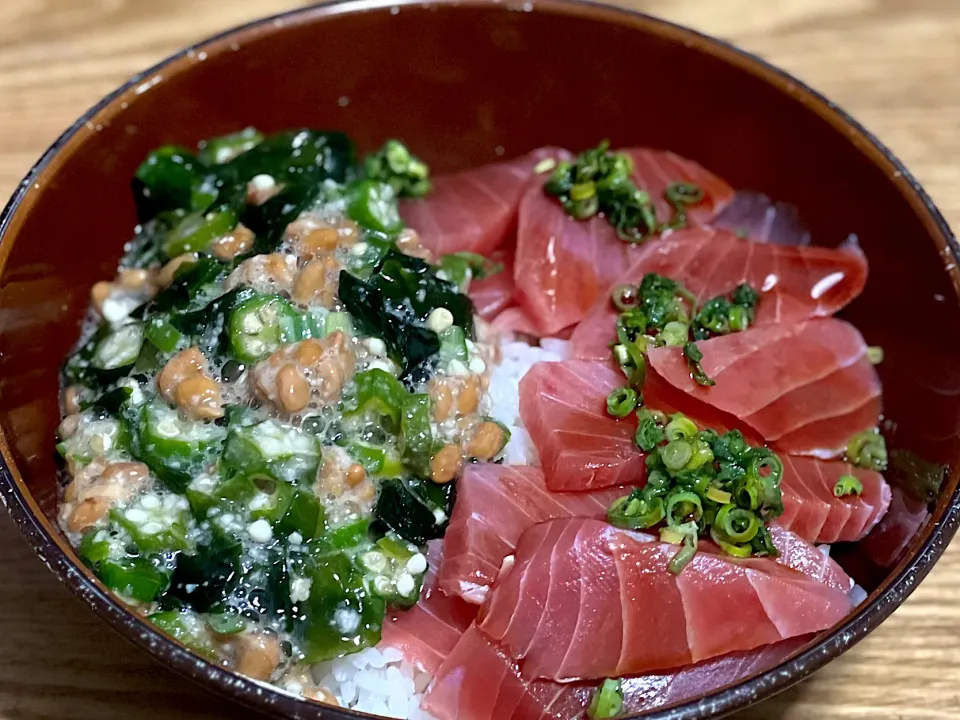 ☆オクラとろろ納豆まぐろ丼|まぁたんさん