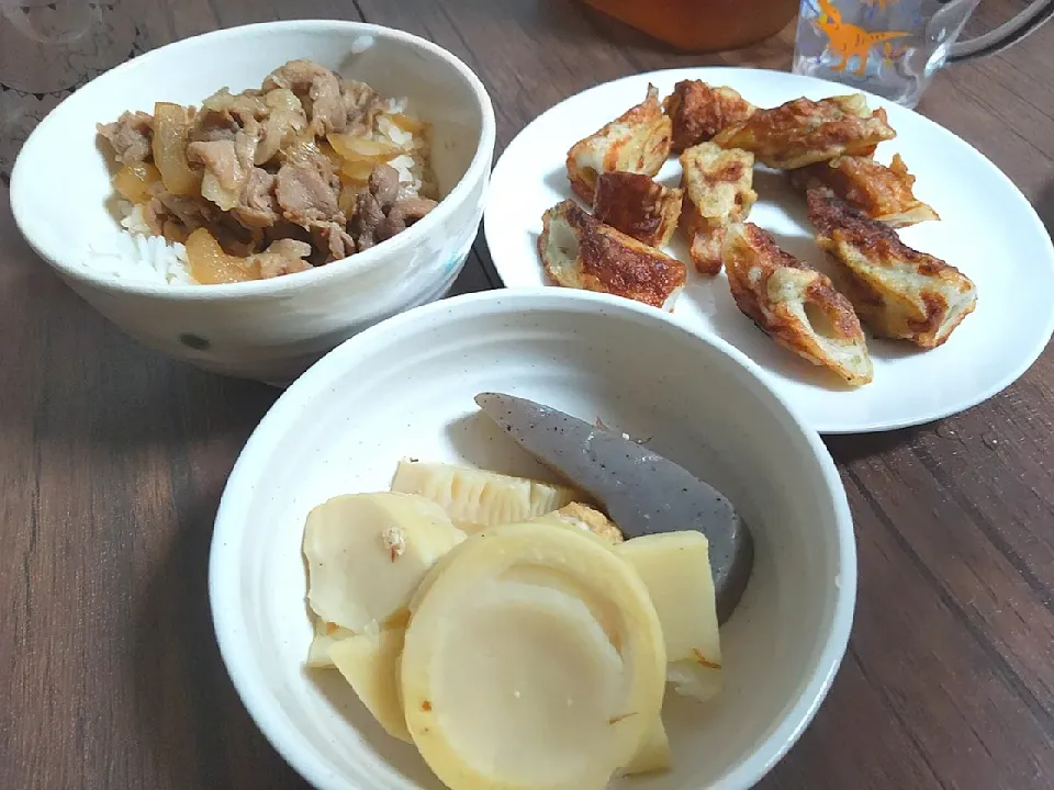 豚丼
筍の煮物
ちくわの磯辺揚げ|尚さん