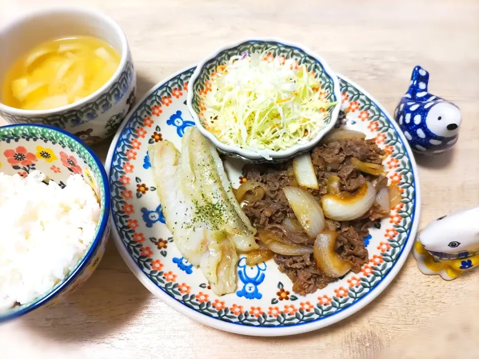 牛肉の甘辛いためと鯛のバジルソテー|おじゃみさんさん