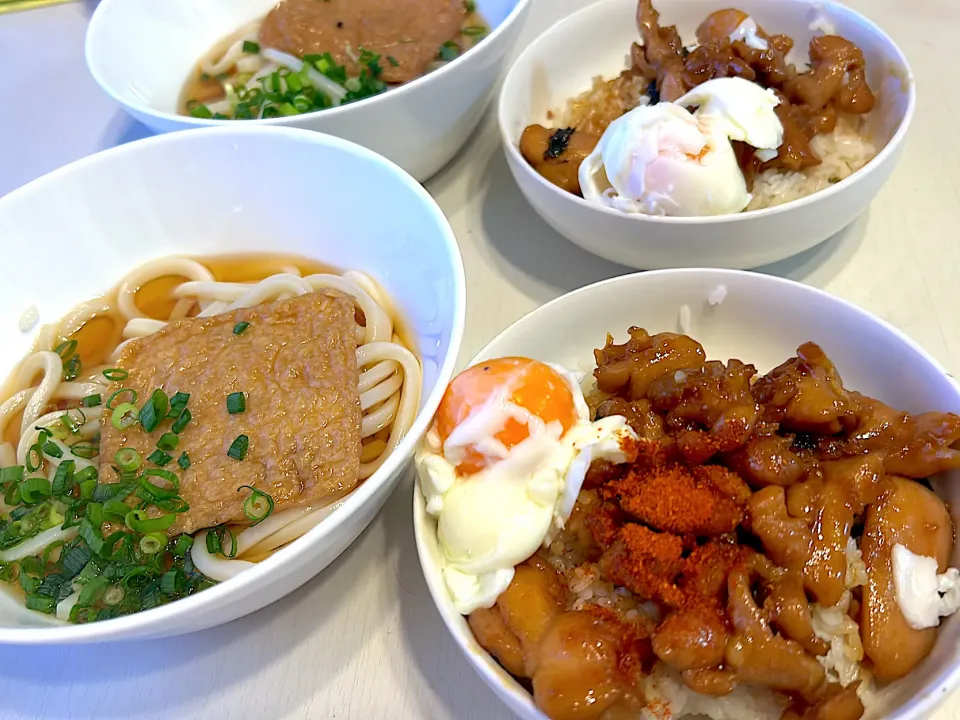 #夜ごはん！
#冷かけきつねうどん
#テリヤキチキン丼|やすさん