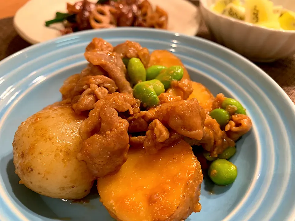 新じゃがと豚肉の味噌炒め煮|いちごさん