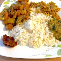 Snapdishの料理写真:Ghee rice ,Dal,pork curry and cabbage thoran|blessedbubbleさん