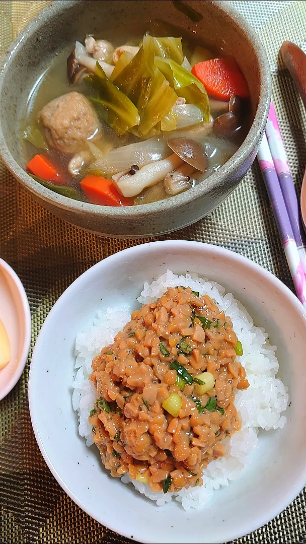 納豆ご飯で朝ご飯🌅|ポチさん